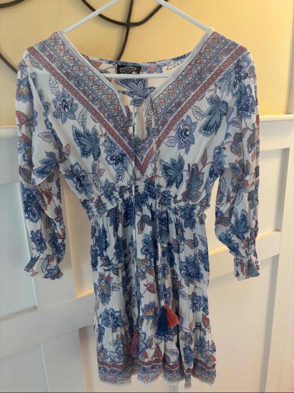 Angie Blue and White Paisley Print Dress/Top